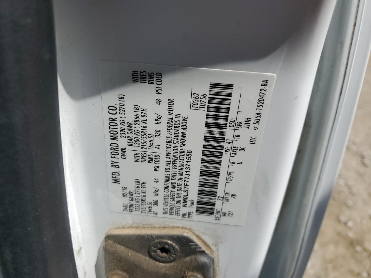 2018 Ford Transit Connect Xlt VIN: NM0LS7F77J1371556 Lot: 63849385