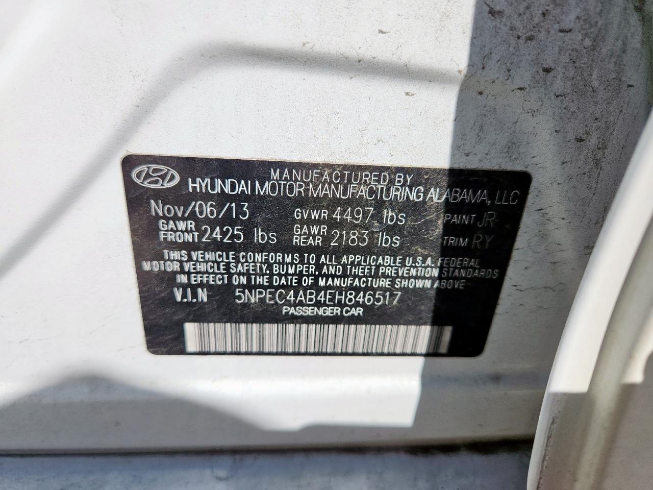 5NPEC4AB4EH846517 2014 Hyundai Sonata Se