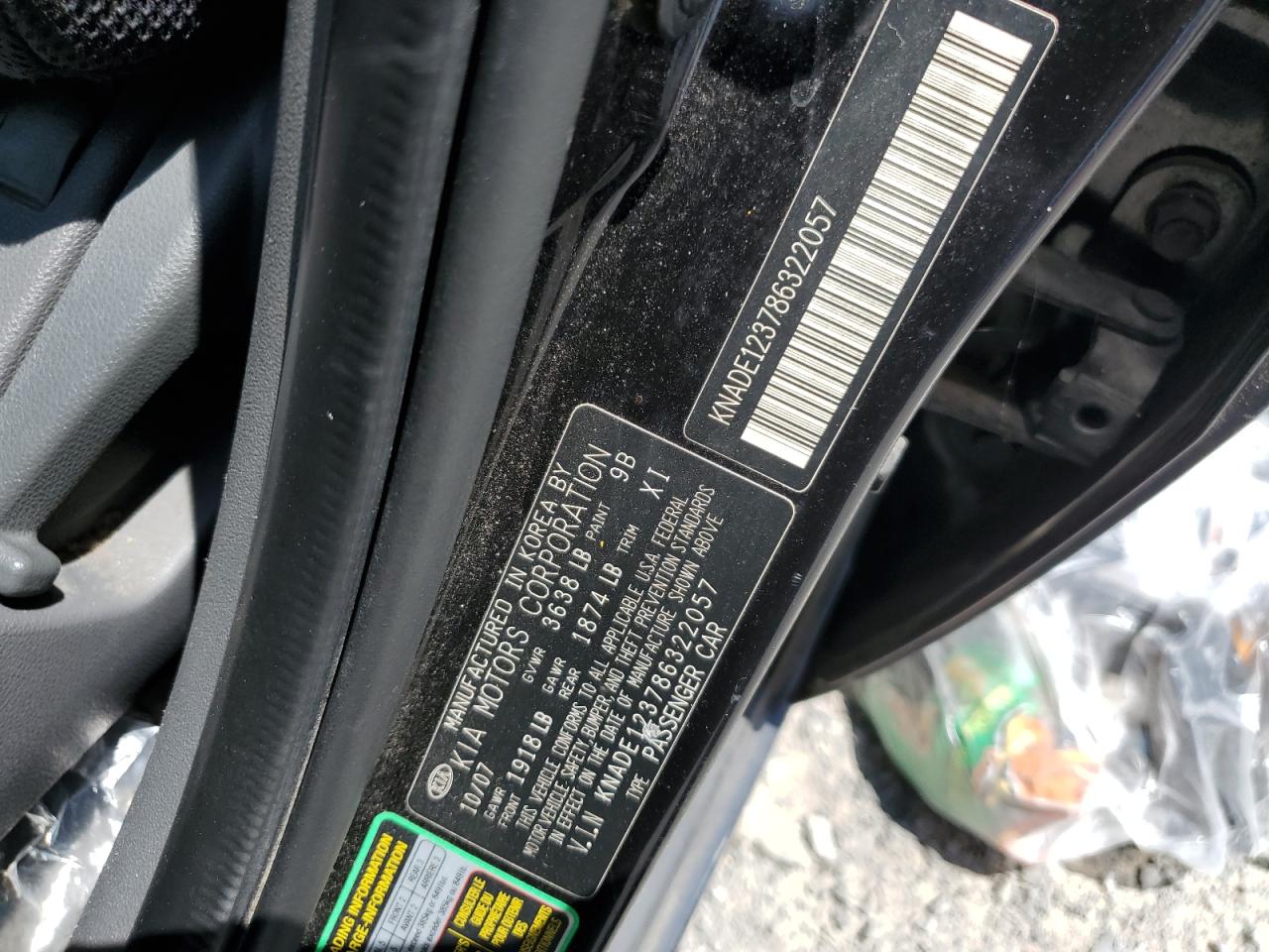 2008 Kia Rio Base VIN: KNADE123786322057 Lot: 64125965