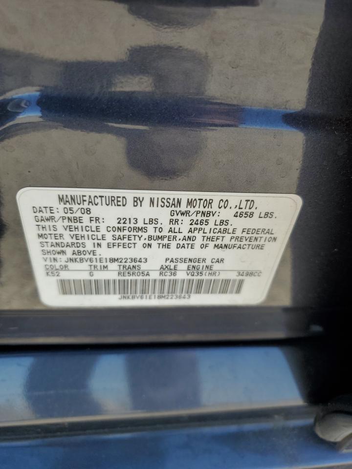 2008 Infiniti G35 VIN: JNKBV61E18M223643 Lot: 64328925