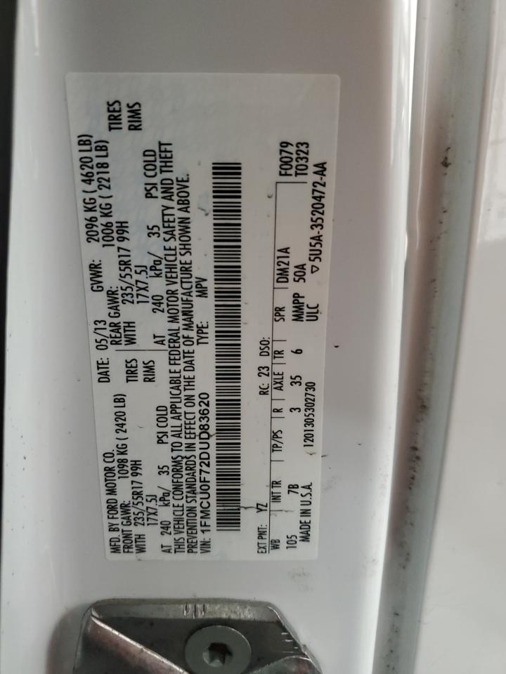 2013 Ford Escape S VIN: 1FMCU0F72DUD83620 Lot: 65352555