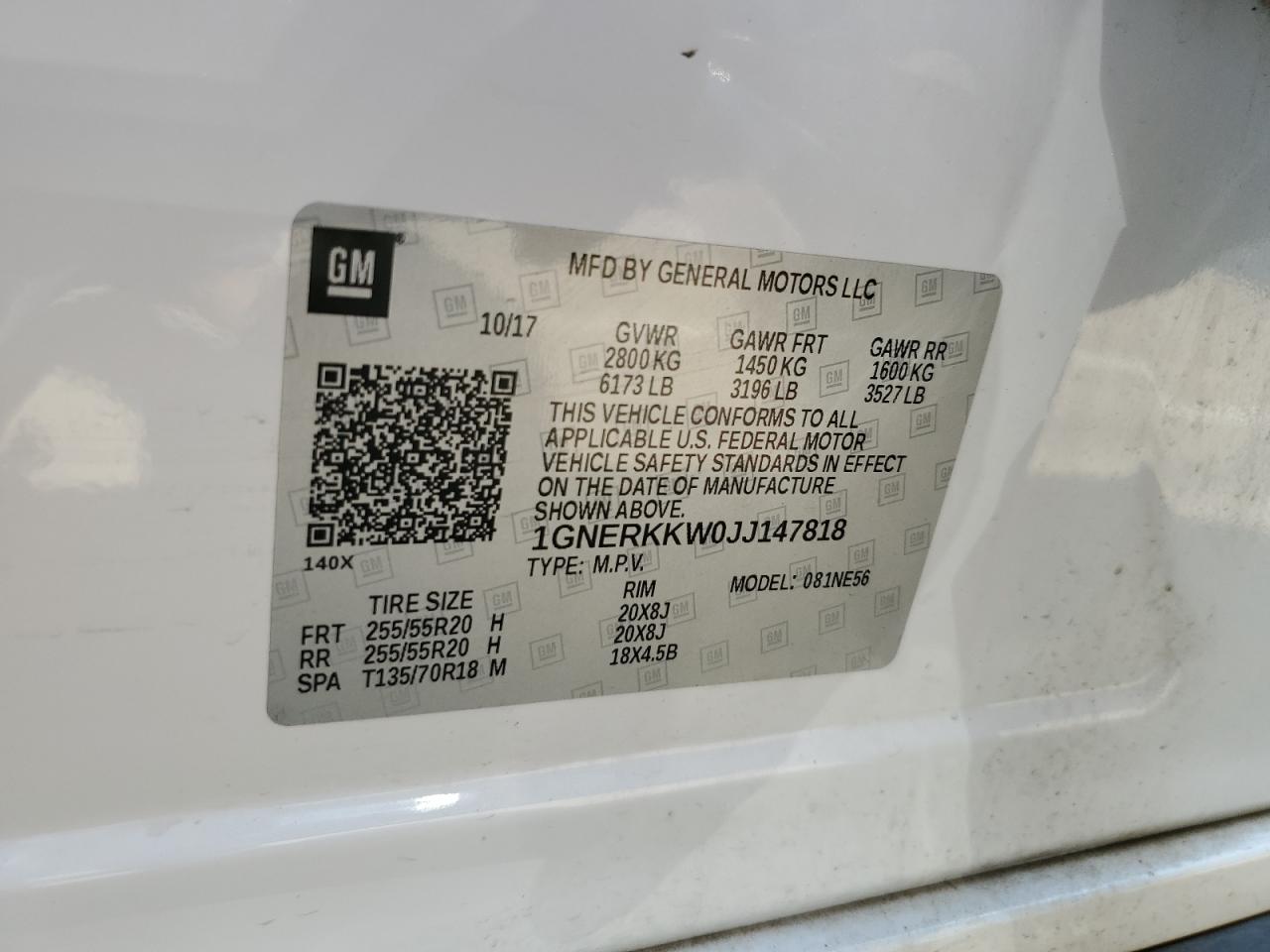 2018 Chevrolet Traverse Premier VIN: 1GNERKKW0JJ147818 Lot: 63485915