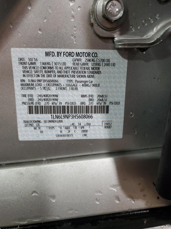 2017 Lincoln Continental Reserve VIN: 1LN6L9NP3H5608066 Lot: 62913805