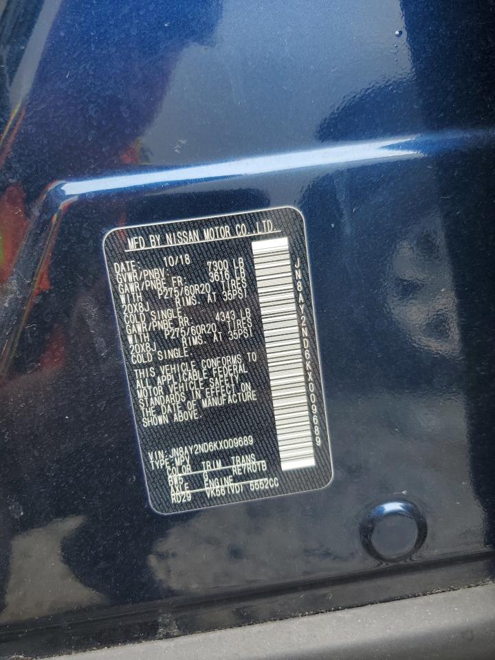 2019 Nissan Armada Sv VIN: JN8AY2ND6KX009689 Lot: 63197705