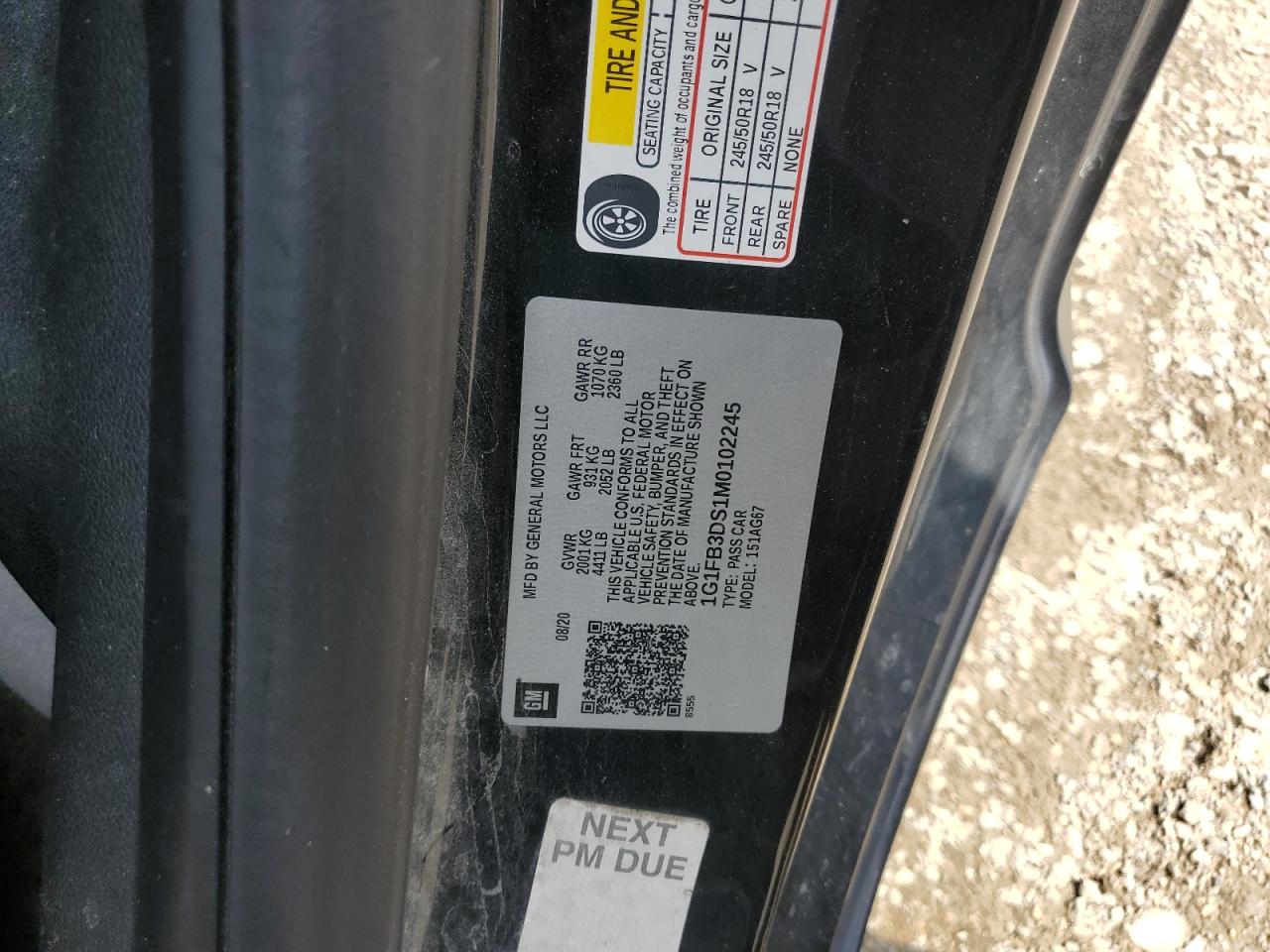 2021 Chevrolet Camaro Ls VIN: 1G1FB3DS1M0102245 Lot: 62778565