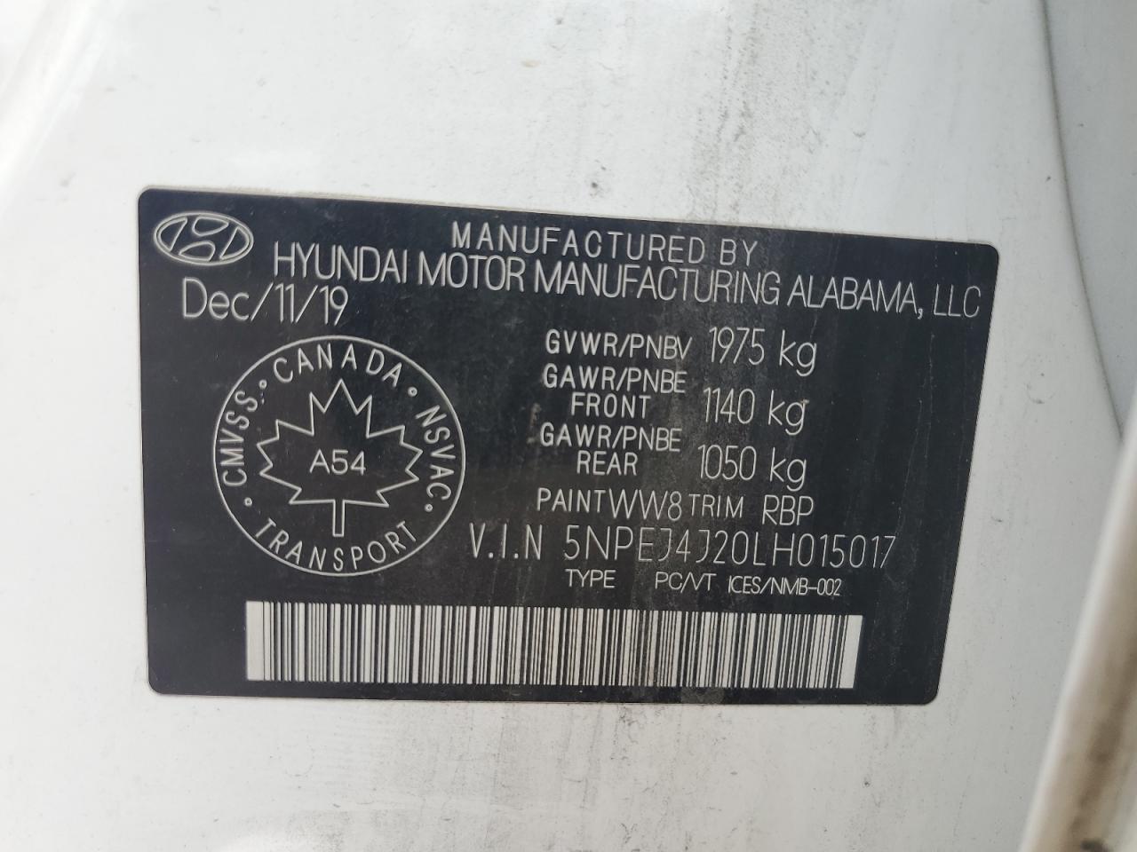 2020 Hyundai Sonata Sel Plus VIN: 5NPEJ4J20LH015017 Lot: 62019745