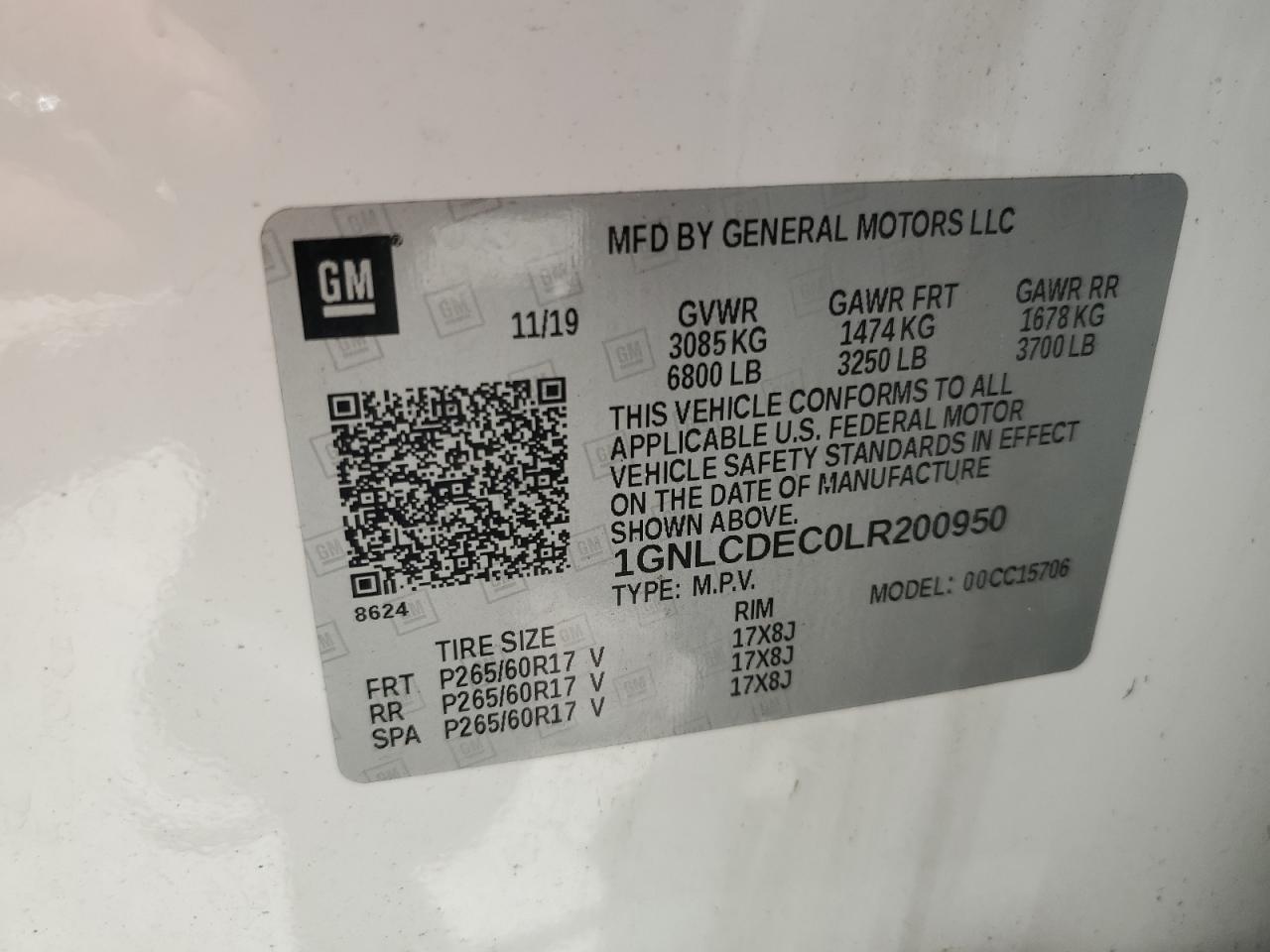 2020 Chevrolet Tahoe Police VIN: 1GNLCDEC0LR200950 Lot: 65480875