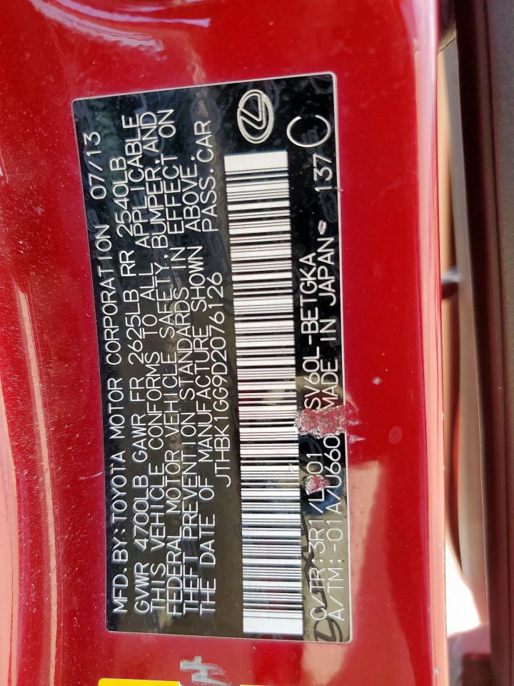 2013 Lexus Es 350 VIN: JTHBK1GG9D2076126 Lot: 65049265
