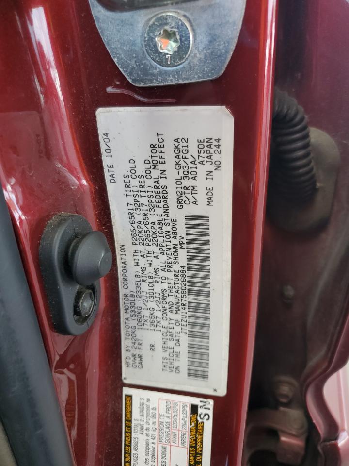 2005 Toyota 4Runner Sr5 VIN: JTEZU14R758026884 Lot: 64202955
