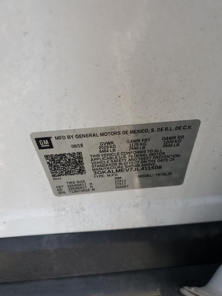 2018 GMC Terrain Sle VIN: 3GKALMEV7JL411508 Lot: 63128915