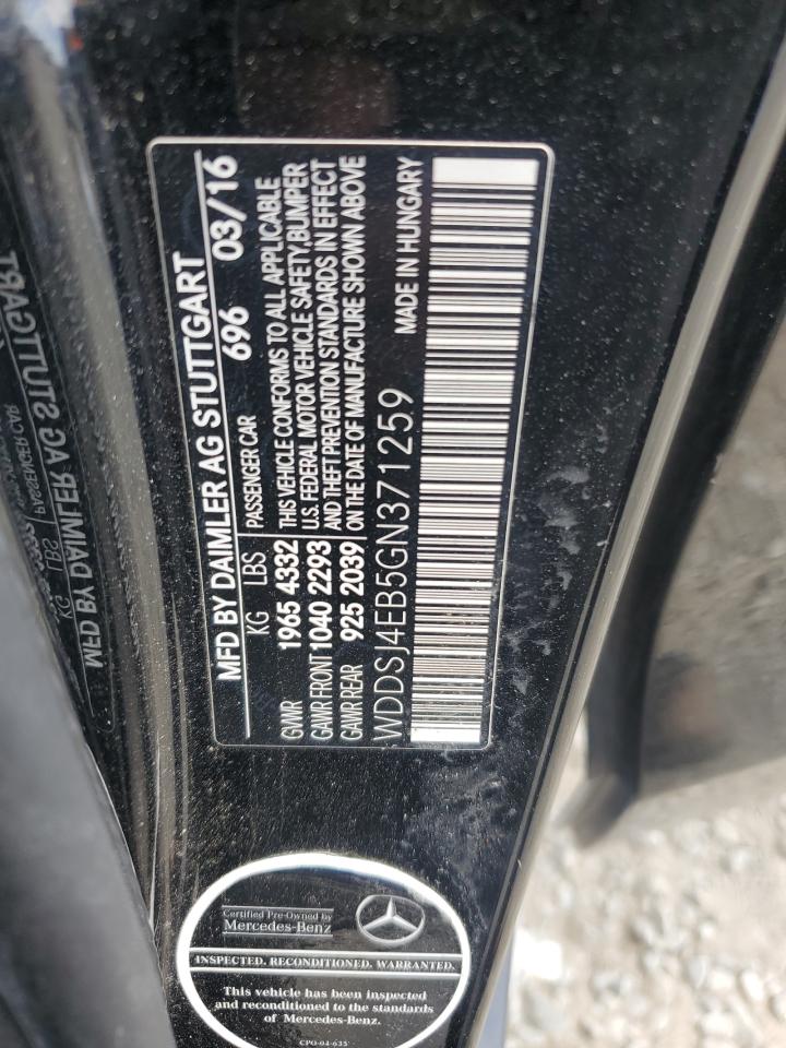 2016 Mercedes-Benz Cla 250 VIN: WDDSJ4EB5GN371259 Lot: 65335865