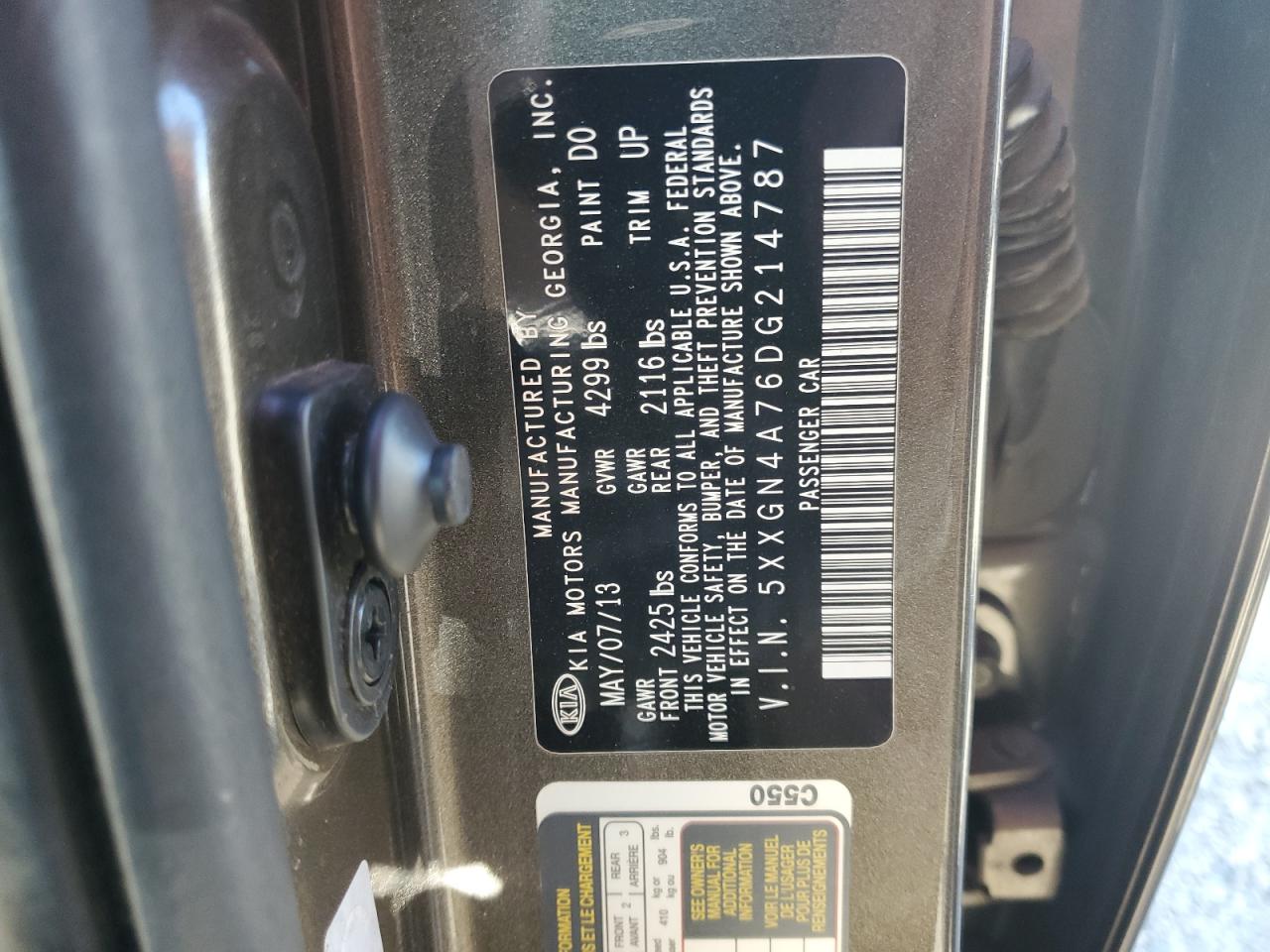 2013 Kia Optima Ex VIN: 5XXGN4A76DG214787 Lot: 65849935