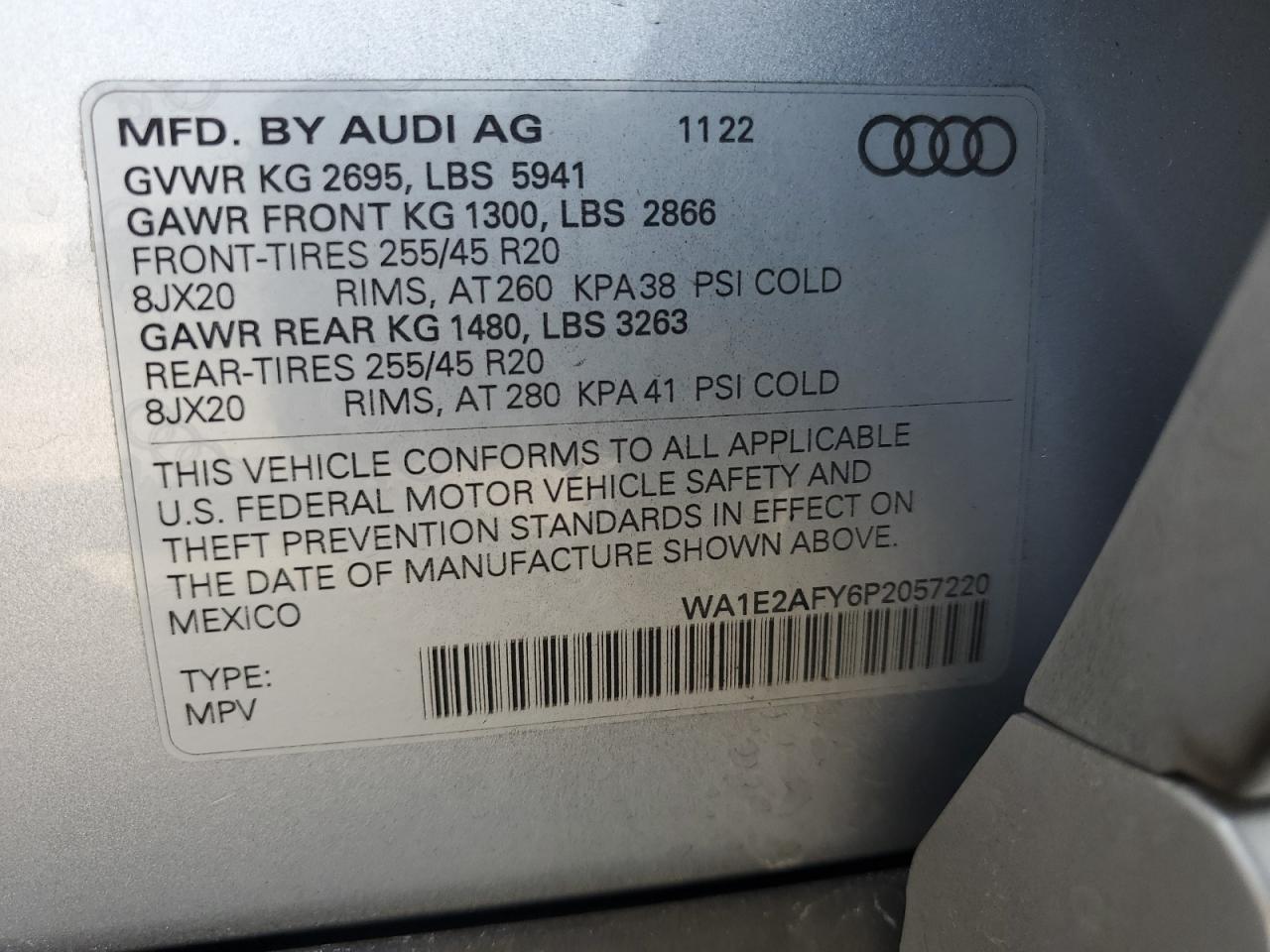 2023 Audi Q5 E Premium Plus 55 VIN: WA1E2AFY6P2057220 Lot: 64760295