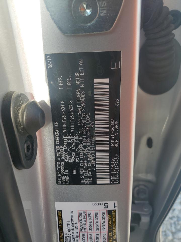 2017 Lexus Gx 460 VIN: JTJBM7FX1H5177792 Lot: 64610935