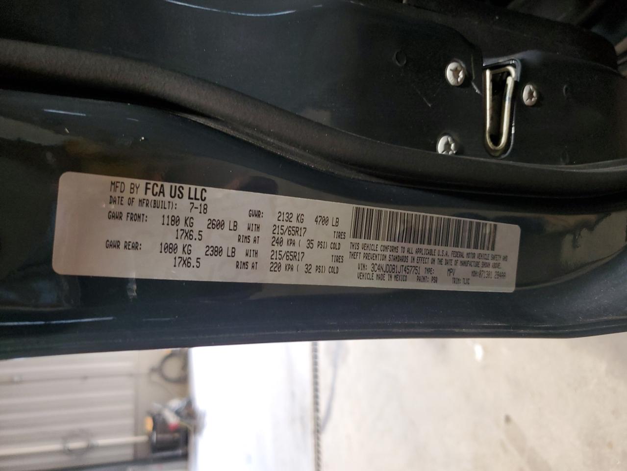 2018 Jeep Compass Trailhawk VIN: 3C4NJDDB1JT457751 Lot: 64907885