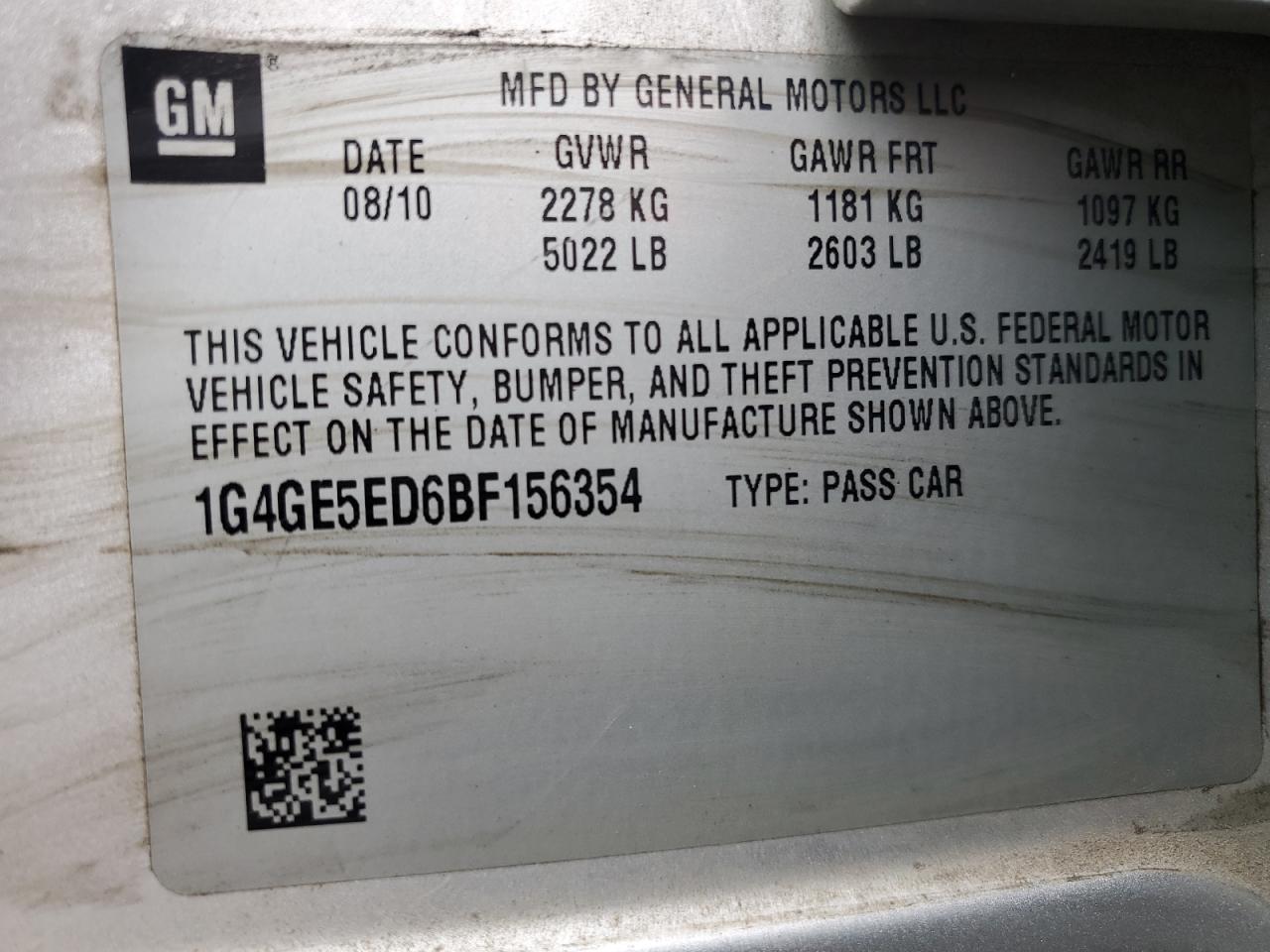 2011 Buick Lacrosse Cxs VIN: 1G4GE5ED6BF156354 Lot: 63260285