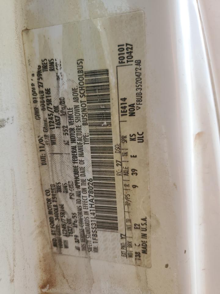 2001 Ford Econoline E350 Super Duty Wagon VIN: 1FBSS31L41HA78026 Lot: 65250485