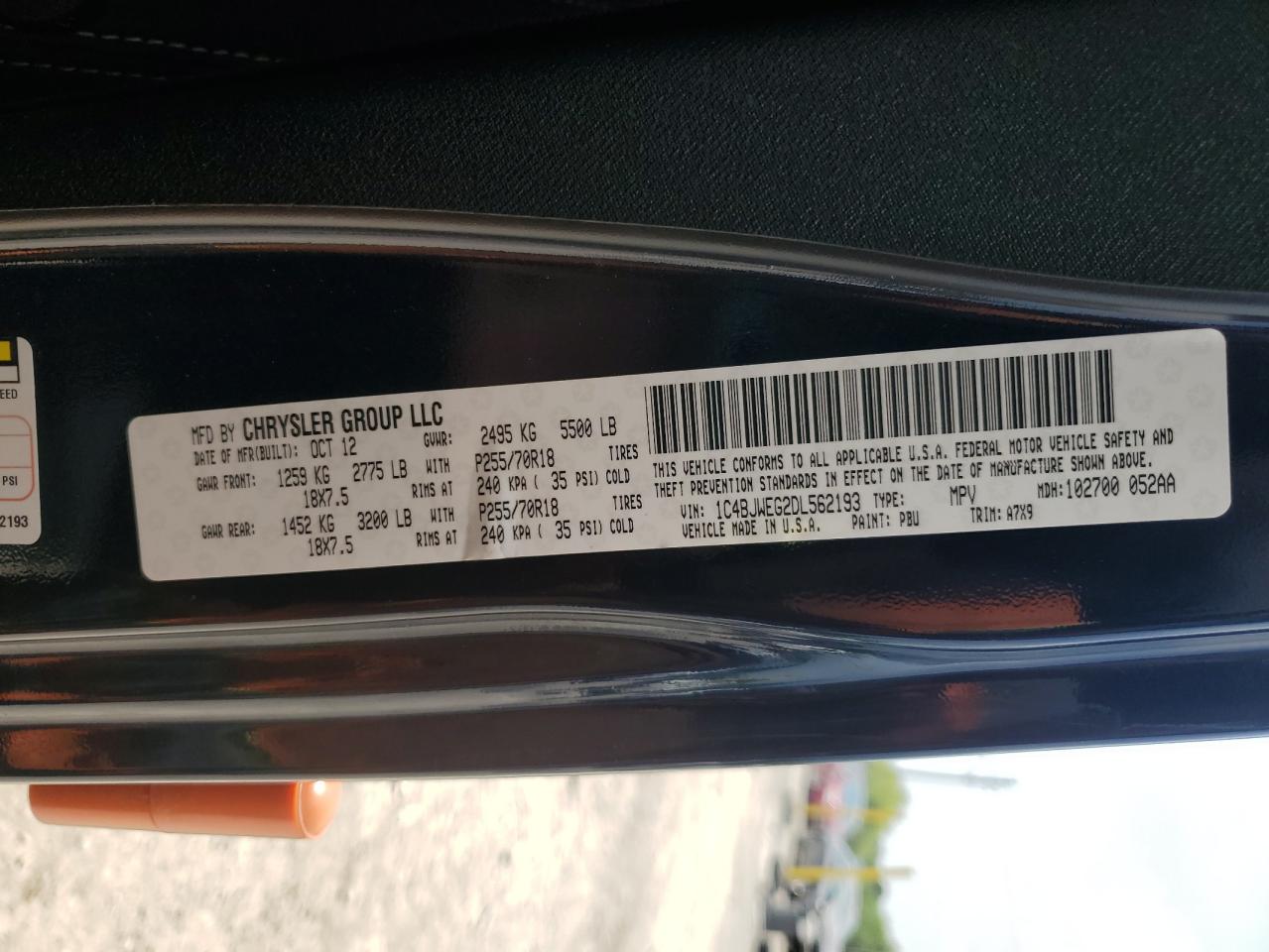 2013 Jeep Wrangler Unlimited Sahara VIN: 1C4BJWEG2DL562193 Lot: 67003385