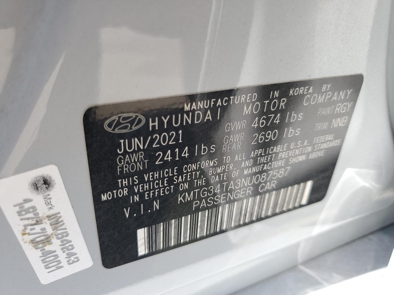 2022 Genesis G70 Base VIN: KMTG34TA3NU087587 Lot: 63342855