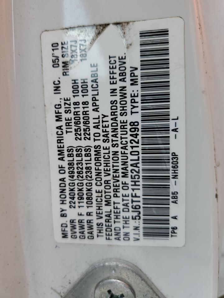 2010 Honda Accord Crosstour Exl VIN: 5J6TF1H52AL012498 Lot: 64677515