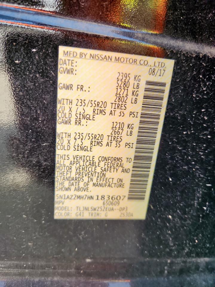 2017 Nissan Murano S VIN: 5N1AZ2MH7HN183607 Lot: 65675995
