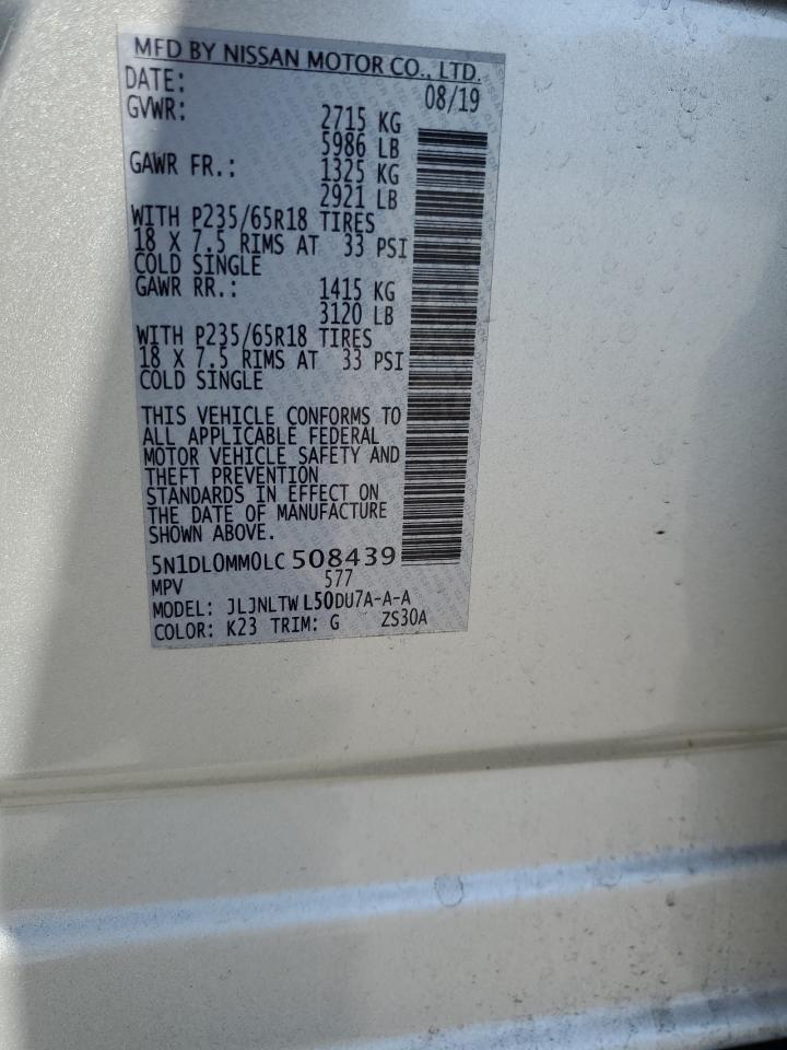 2020 Infiniti Qx60 Luxe VIN: 5N1DL0MM0LC508439 Lot: 64064675