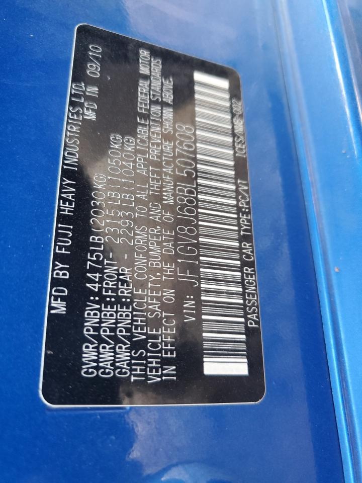 2011 Subaru Impreza Wrx Sti VIN: JF1GV8J68BL507608 Lot: 62390865