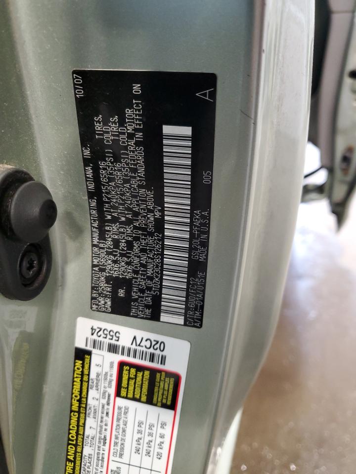 2008 Toyota Sienna Ce VIN: 5TDZK23C28S126212 Lot: 66312005