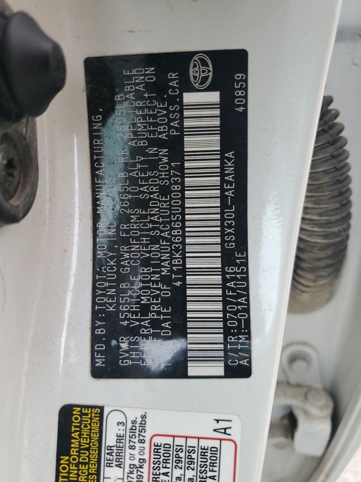 2005 Toyota Avalon Xl VIN: 4T1BK36B65U008371 Lot: 65524345