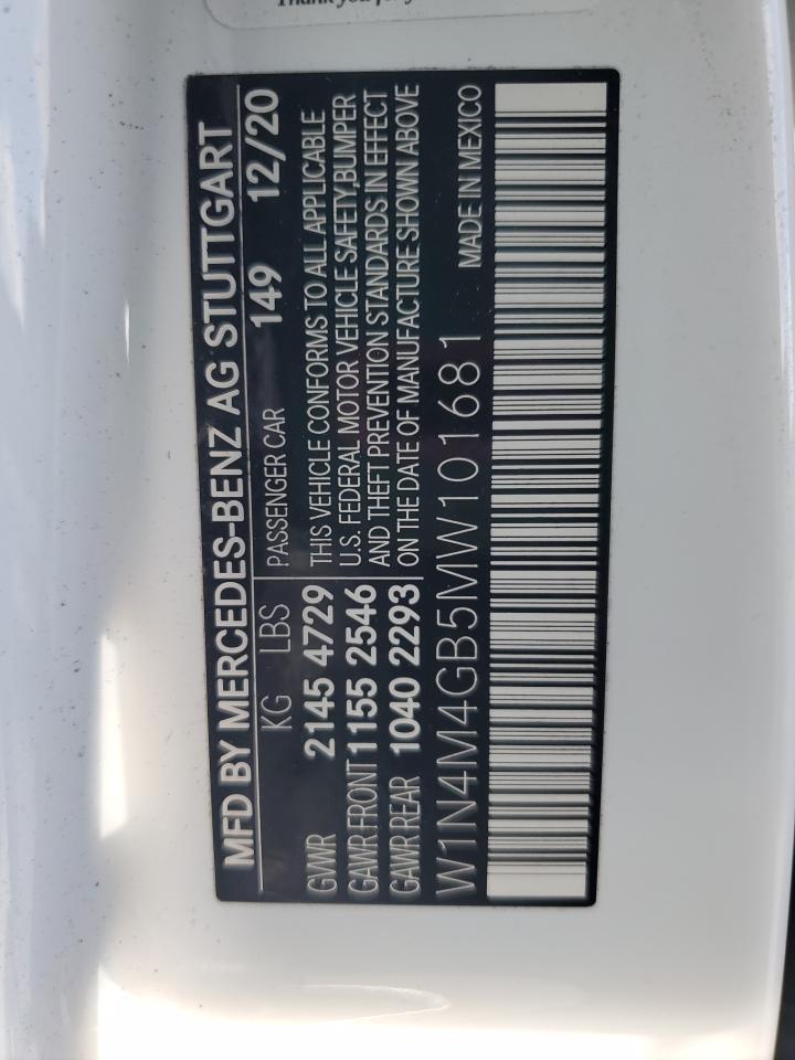 2021 Mercedes-Benz Glb 250 VIN: W1N4M4GB5MW101681 Lot: 65424515