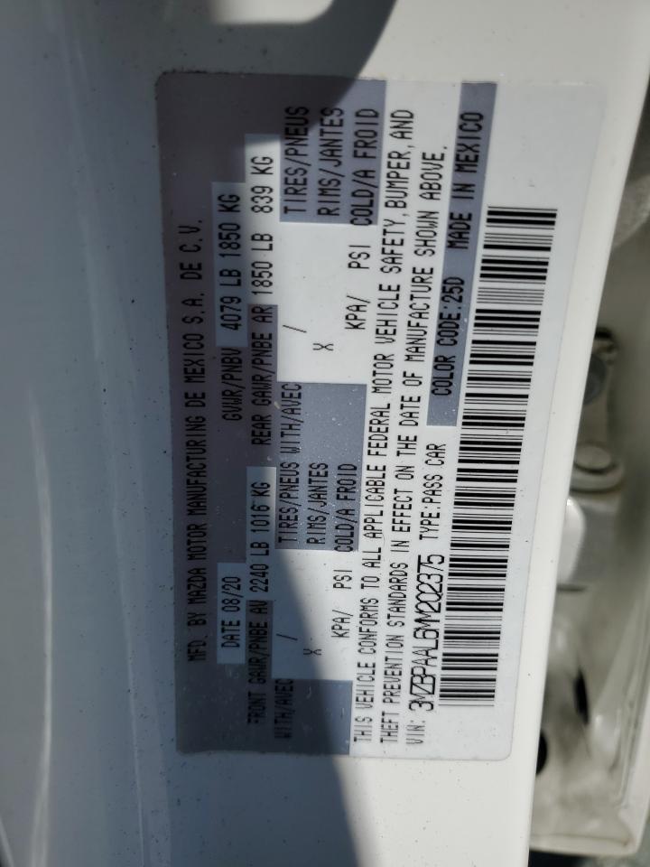 2021 Mazda 3 VIN: 3MZBPAAL6MM202375 Lot: 64185265