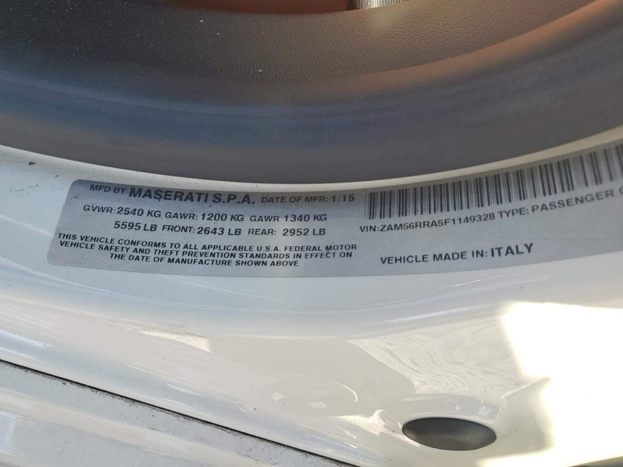 zam56rra5f1149328 ZAM56RRA5F1149328 2015 Maserati Quattroporte S