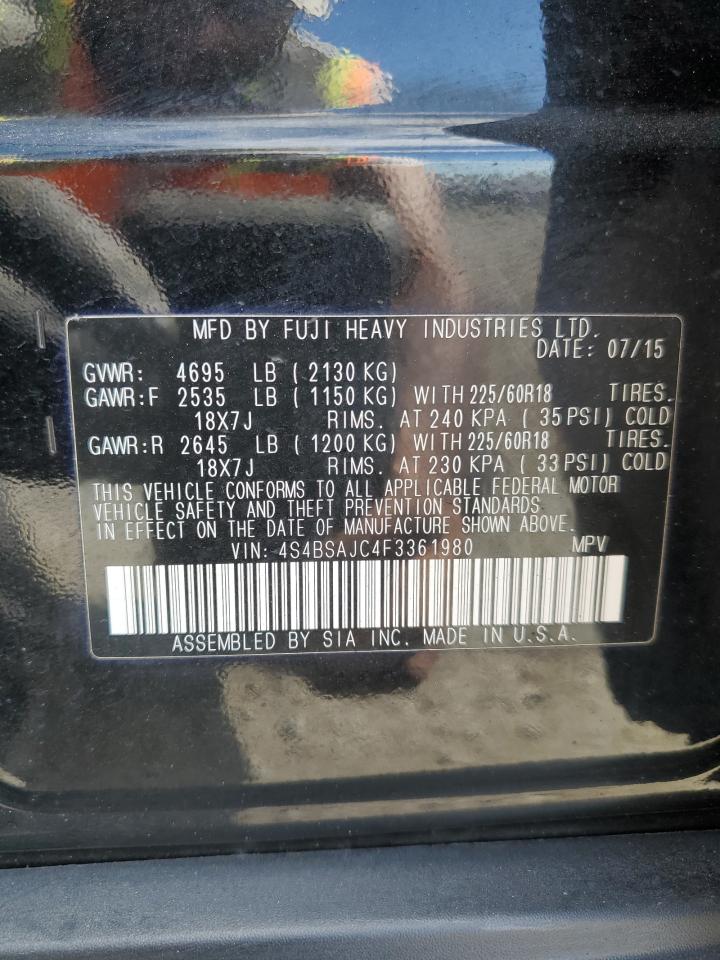 2015 Subaru Outback 2.5I Limited VIN: 4S4BSAJC4F3361980 Lot: 64206595
