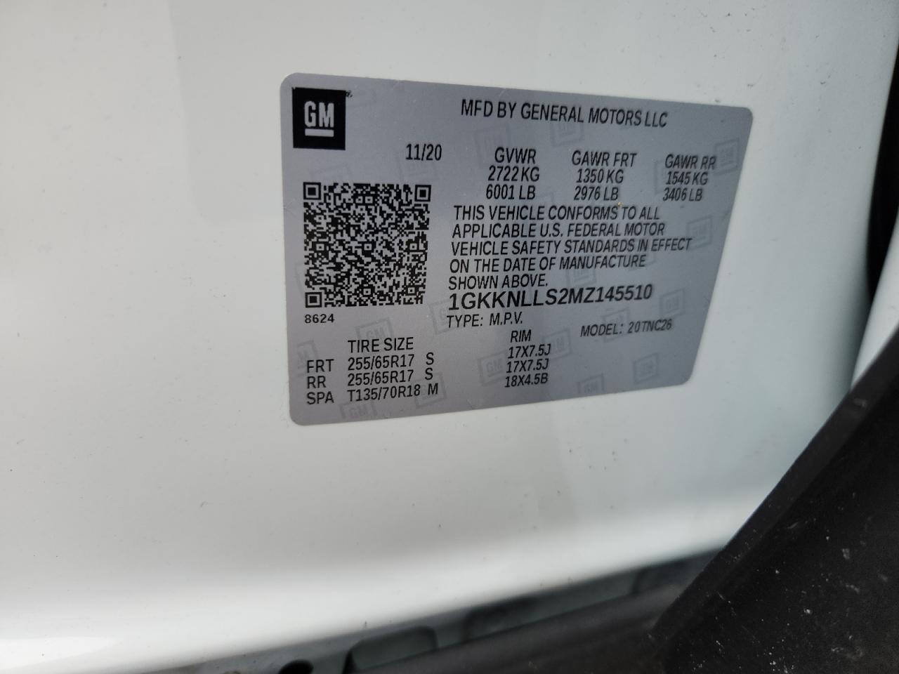 2021 GMC Acadia At4 VIN: 1GKKNLLS2MZ145510 Lot: 63471875