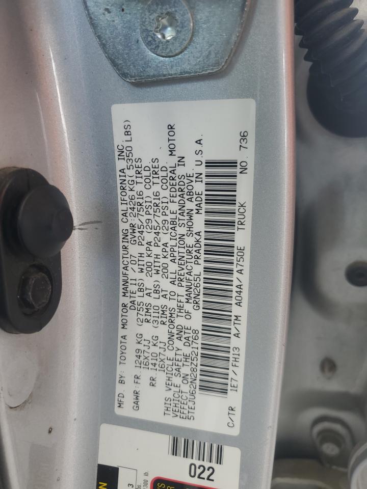 2008 Toyota Tacoma Double Cab Prerunner VIN: 5TEJU62N28Z521768 Lot: 63033415