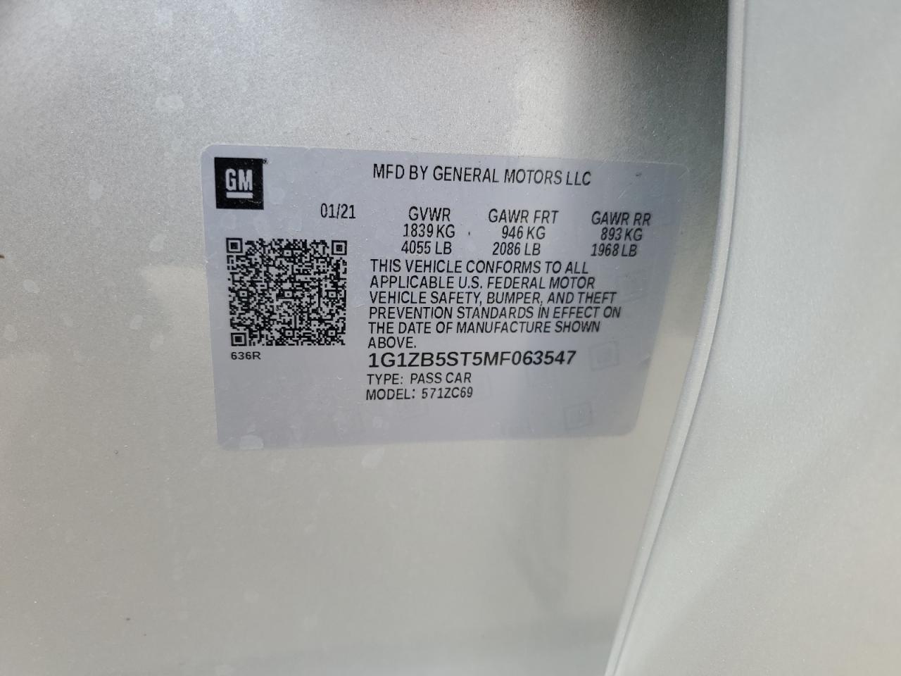 1g1zb5st5mf063547 1G1ZB5ST5MF063547 2021 Chevrolet Malibu Ls