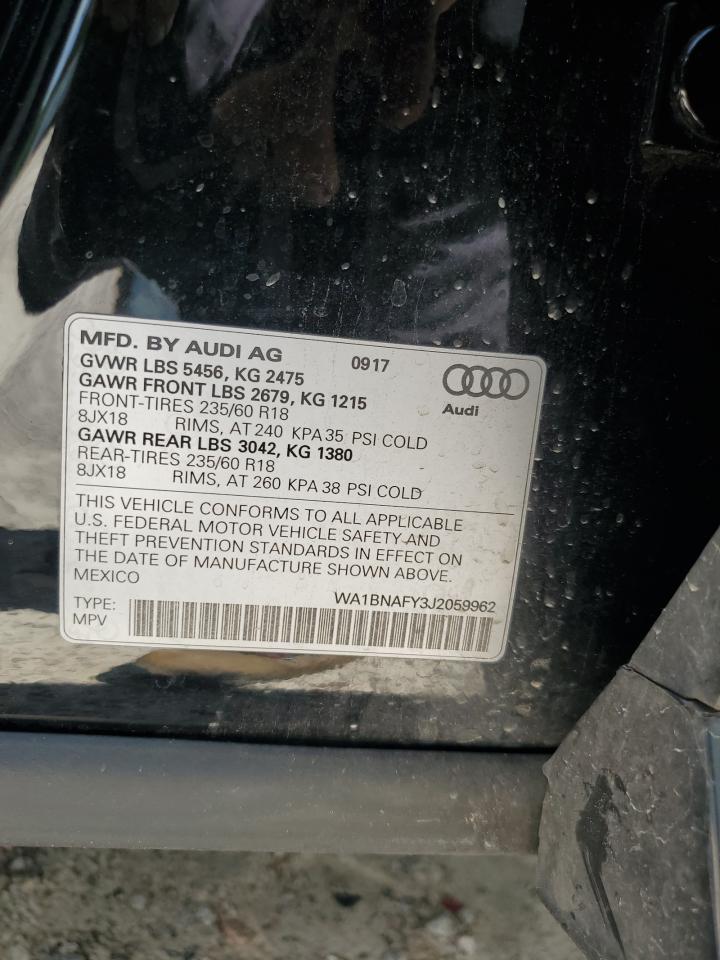 2018 Audi Q5 Premium Plus VIN: WA1BNAFY3J2059962 Lot: 63822575
