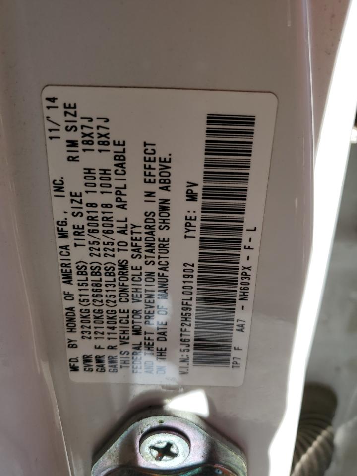 2015 Honda Crosstour Exl VIN: 5J6TF2H59FL001902 Lot: 62360045