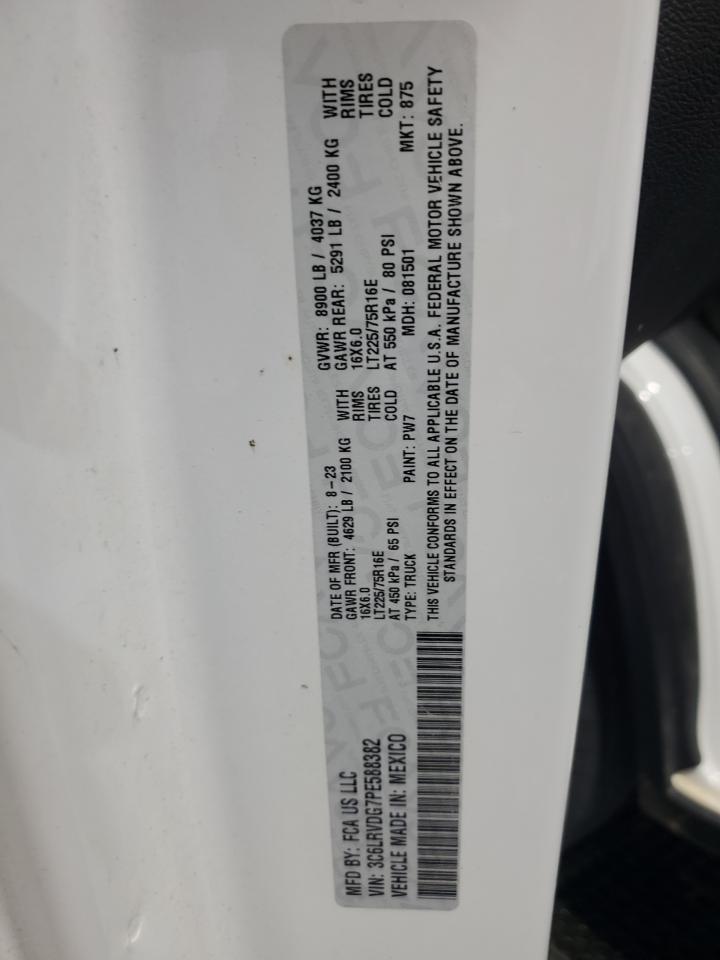 2023 Ram Promaster 2500 2500 High VIN: 3C6LRVDG7PE588382 Lot: 62896155