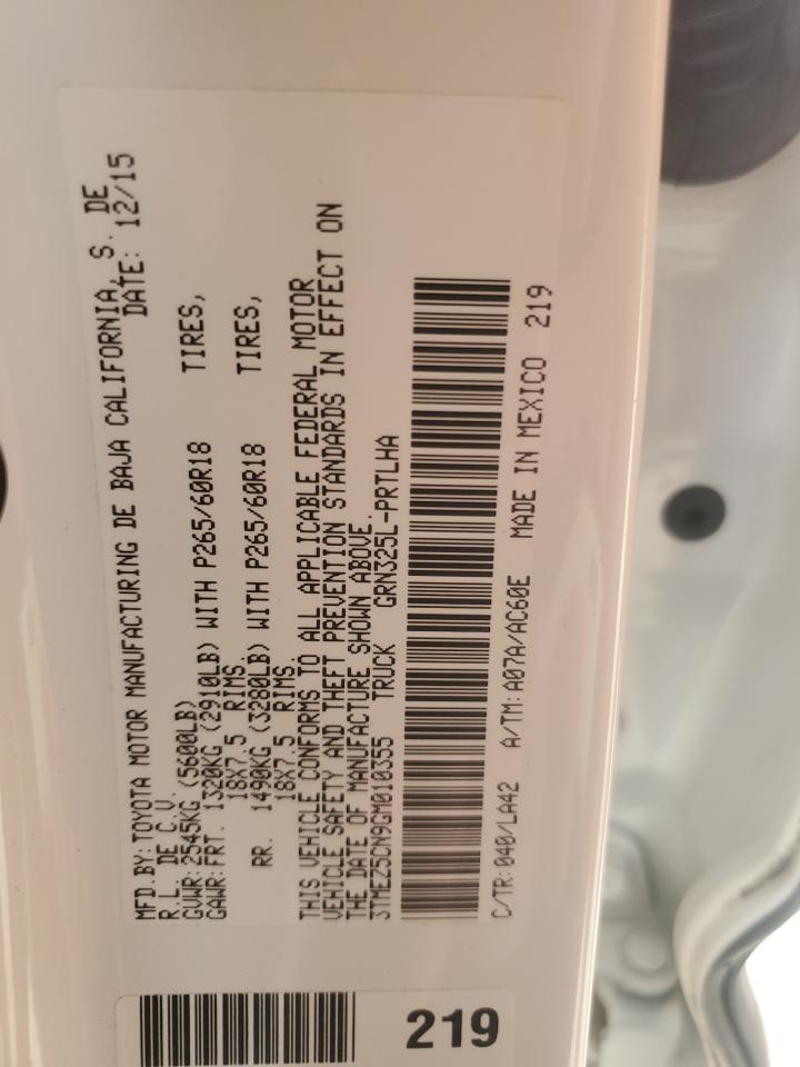 2016 Toyota Tacoma Double Cab VIN: 3TMEZ5CN9GM010355 Lot: 63564755