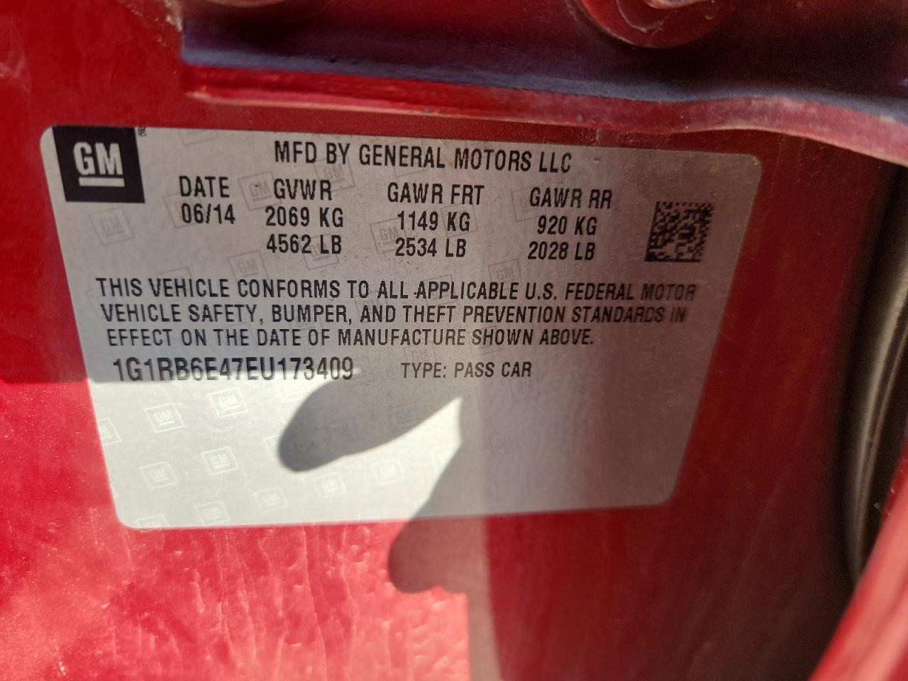 2014 Chevrolet Volt VIN: 1G1RB6E47EU173409 Lot: 63843965