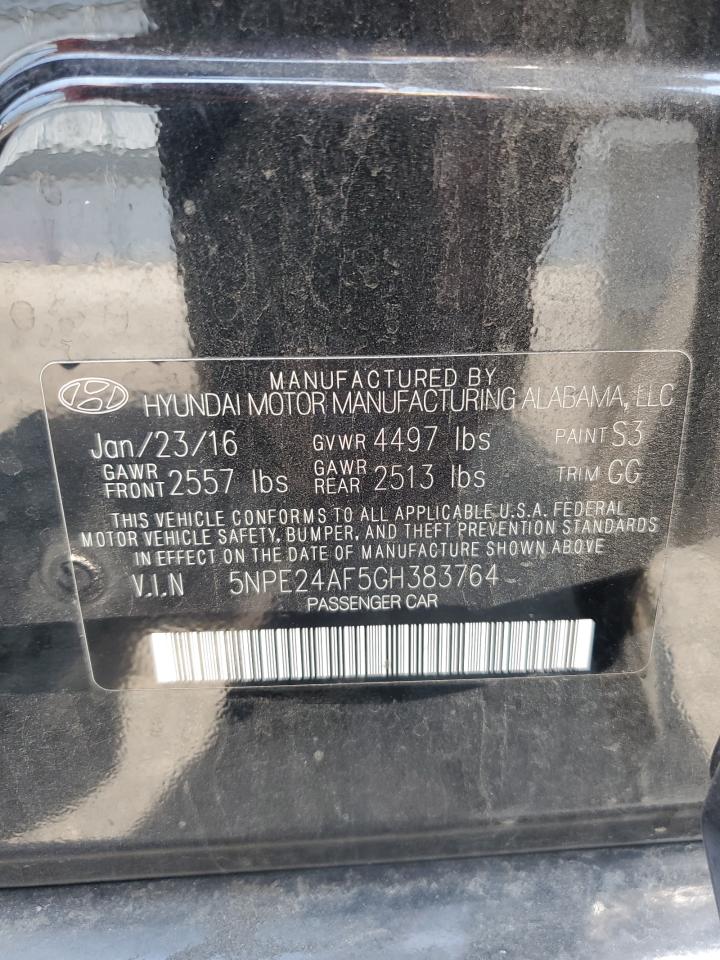 2016 Hyundai Sonata Se VIN: 5NPE24AF5GH383764 Lot: 64680575