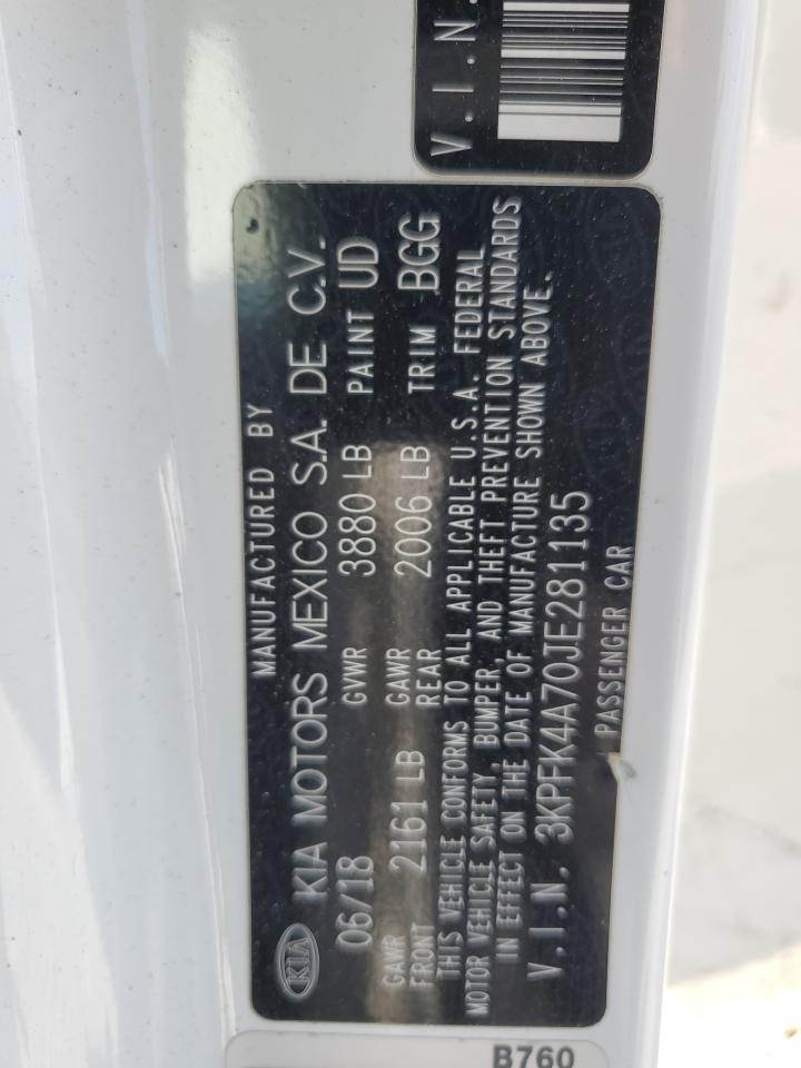 2018 Kia Forte Lx VIN: 3KPFK4A70JE281135 Lot: 65284045