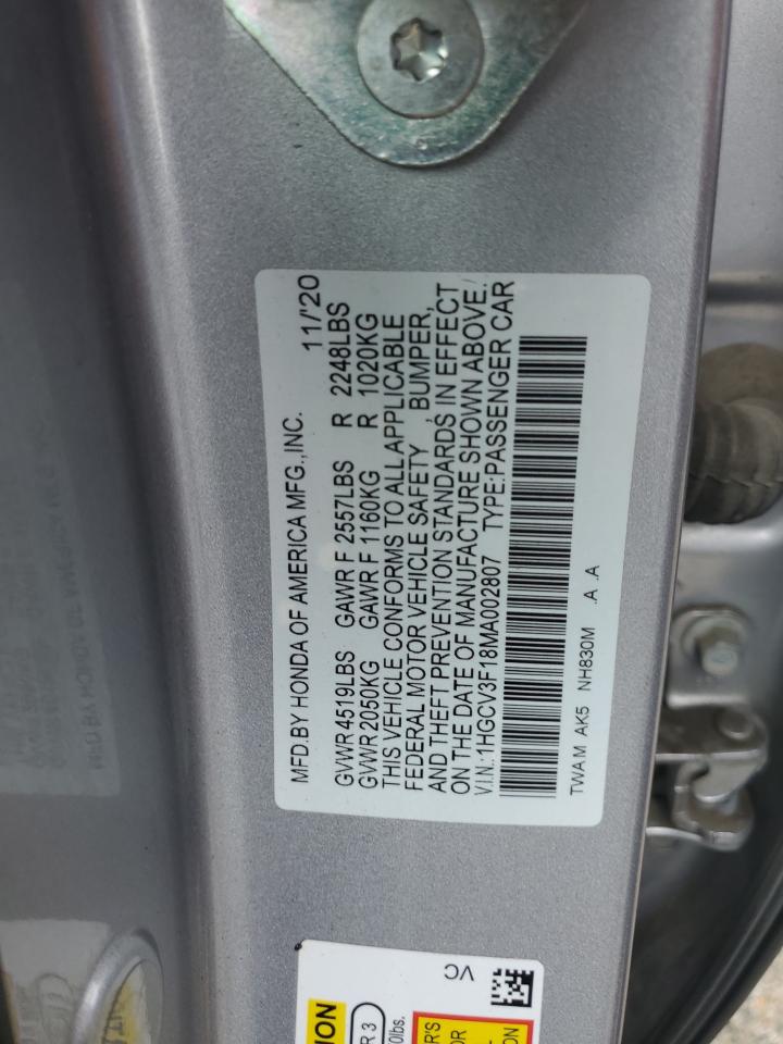 2021 Honda Accord Hybrid VIN: 1HGCV3F18MA002807 Lot: 64610485