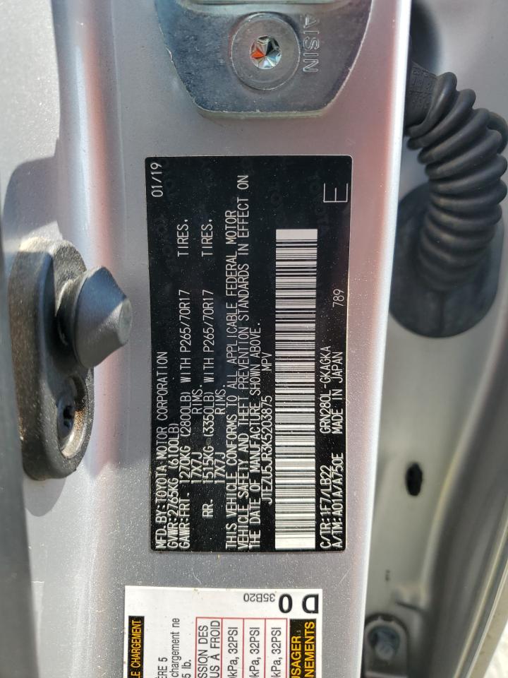 2019 Toyota 4Runner Sr5 VIN: JTEZU5JR3K5203875 Lot: 62810095