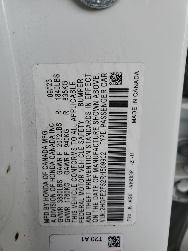 2024 Honda Civic Sport VIN: 2HGFE2F52RH509902 Lot: 65540065