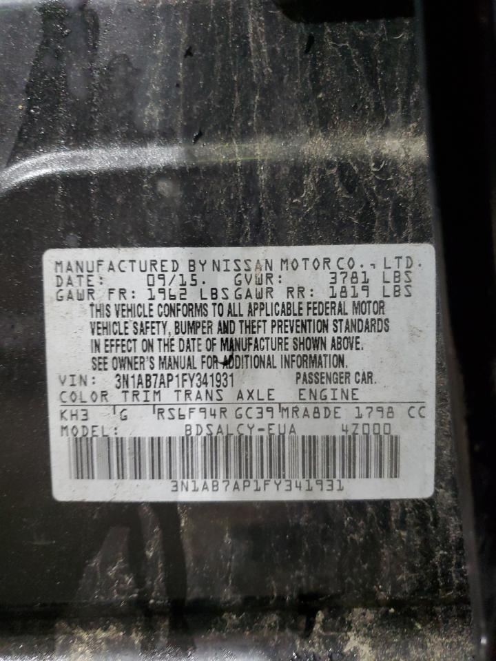 3n1ab7ap1fy341931 3N1AB7AP1FY341931 2015 Nissan Sentra S