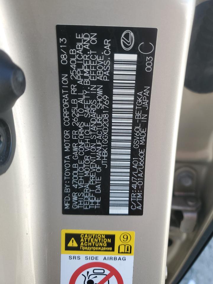jthbk1ggxd2081769 JTHBK1GGXD2081769 2013 Lexus Es 350