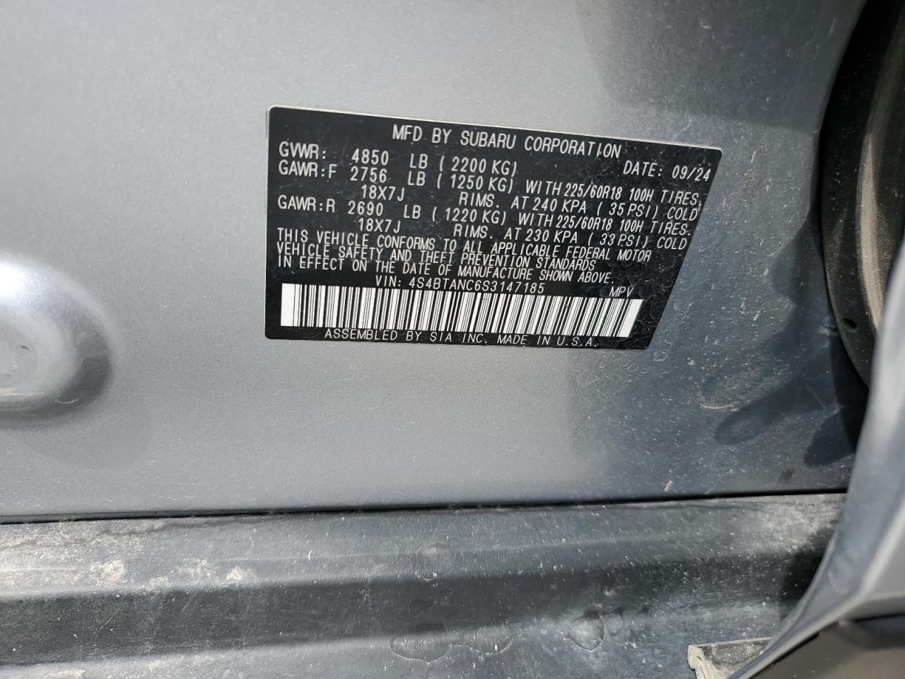 2025 Subaru Outback Limited VIN: 4S4BTANC6S3147185 Lot: 65378065
