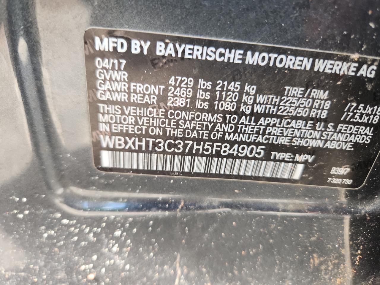 2017 BMW X1 xDrive28I VIN: WBXHT3C37H5F84905 Lot: 65043325